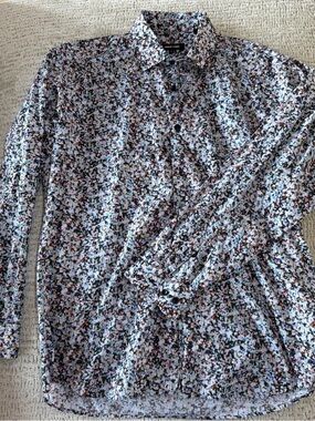 Jared Lang Men ‘s Long-Sleeve Button-Up Shirt - White Multi